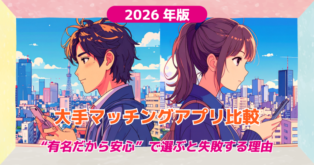 大手マッチングアプリ比較【2026年版】“有名だから安心”で選ぶと失敗する理由